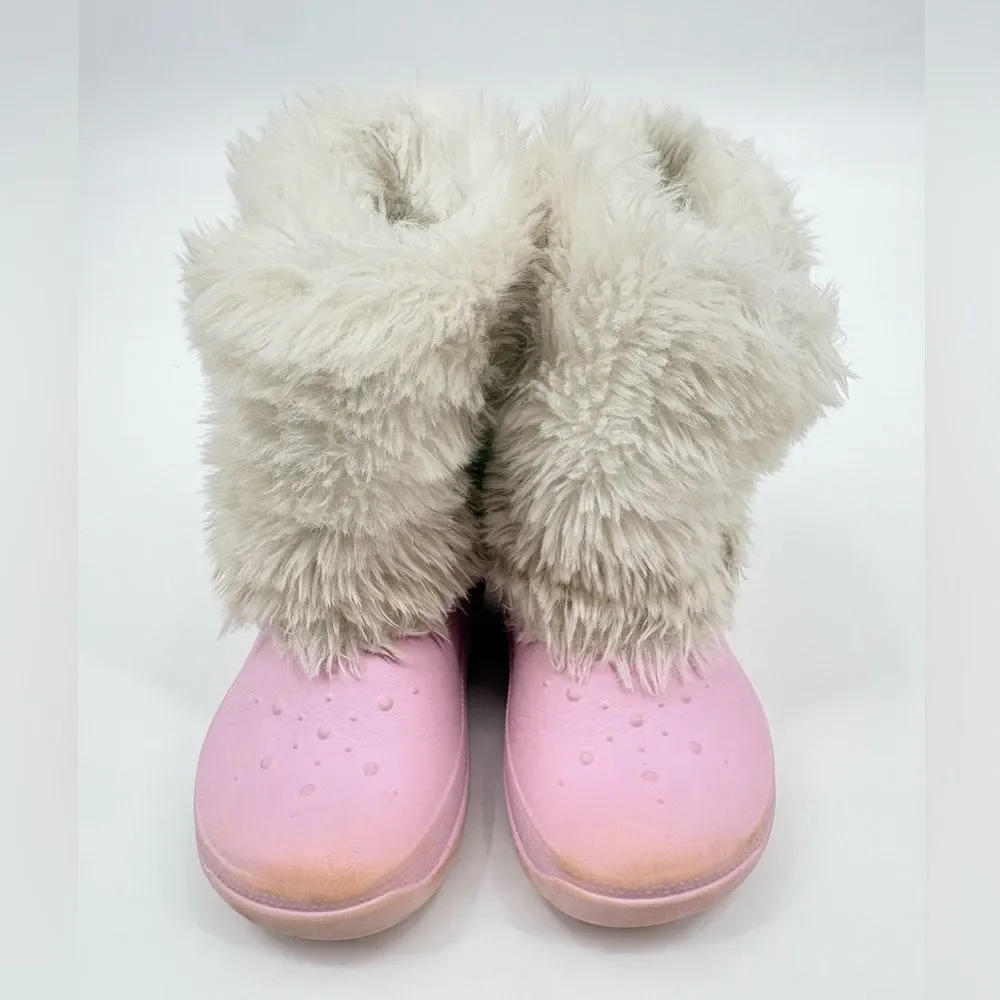Crocs | Pink and White Fur-Lined Boots